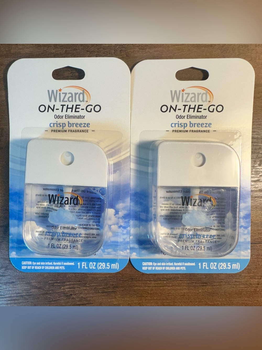 Wizard On-The-Go Odor Eliminator Spray 2PC Crisp Breeze Premium Fragrance New